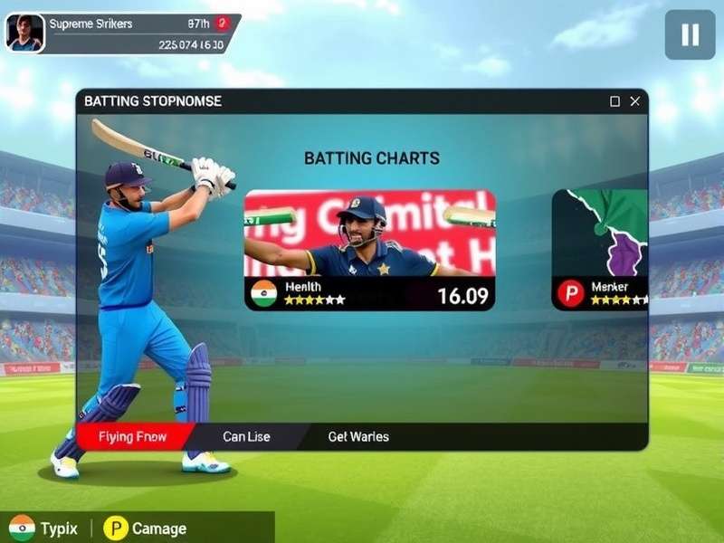 Supreme Strikers XI gameplay screenshot showing batting interface